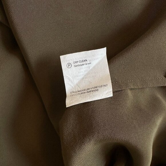 Vince 100% Silk Olive Green Military Long Sleeve Button Up Blouse - Picture 7 of 7